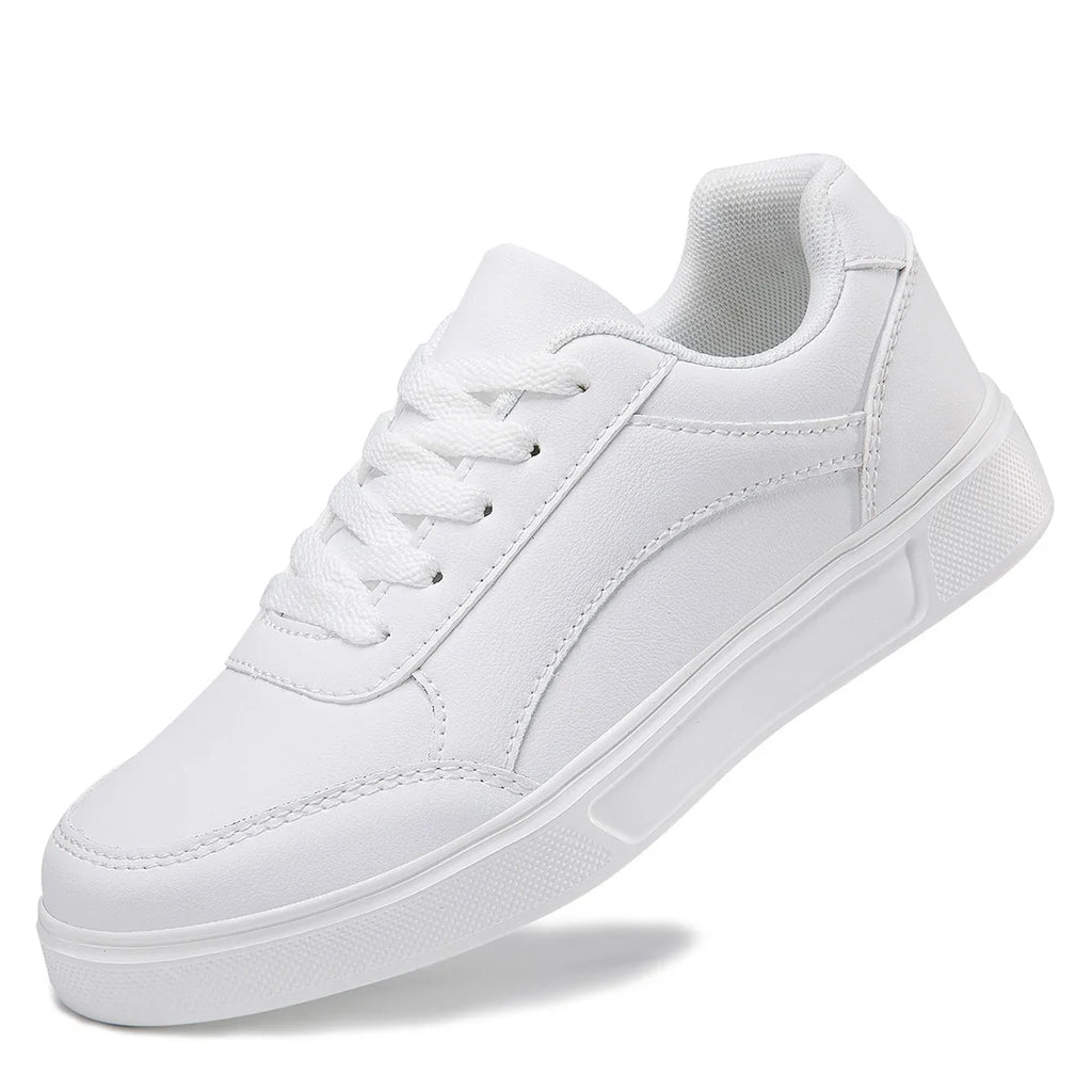 Baasploa Women Casual Sneakers Leather Platform Sneakers for Women Classics Comfort Skateboarding Shoes Non-Slip