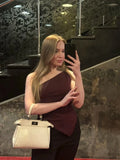 2025 Fashionable Women's Casual T-Shirt Solid Color Single Shoulder Asymmetrical Slim Fit One-Piece Neck Top