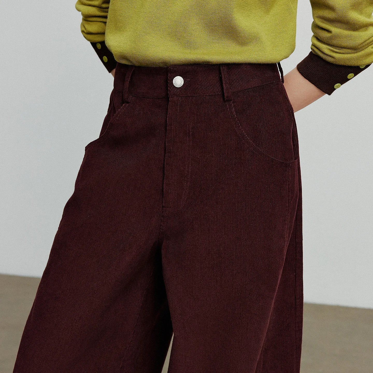 TOYOUTH Women Casual Pants 2025 Autumn New Corduroy Straight Wide Leg Banana Pants Ankola Red