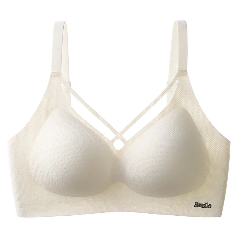 Traceless Half-Fixed Cup Women Underwear Thin Jelly Soft Support Anti Drop Adjustable No Steel Ring Super Soft Solid Color Bras