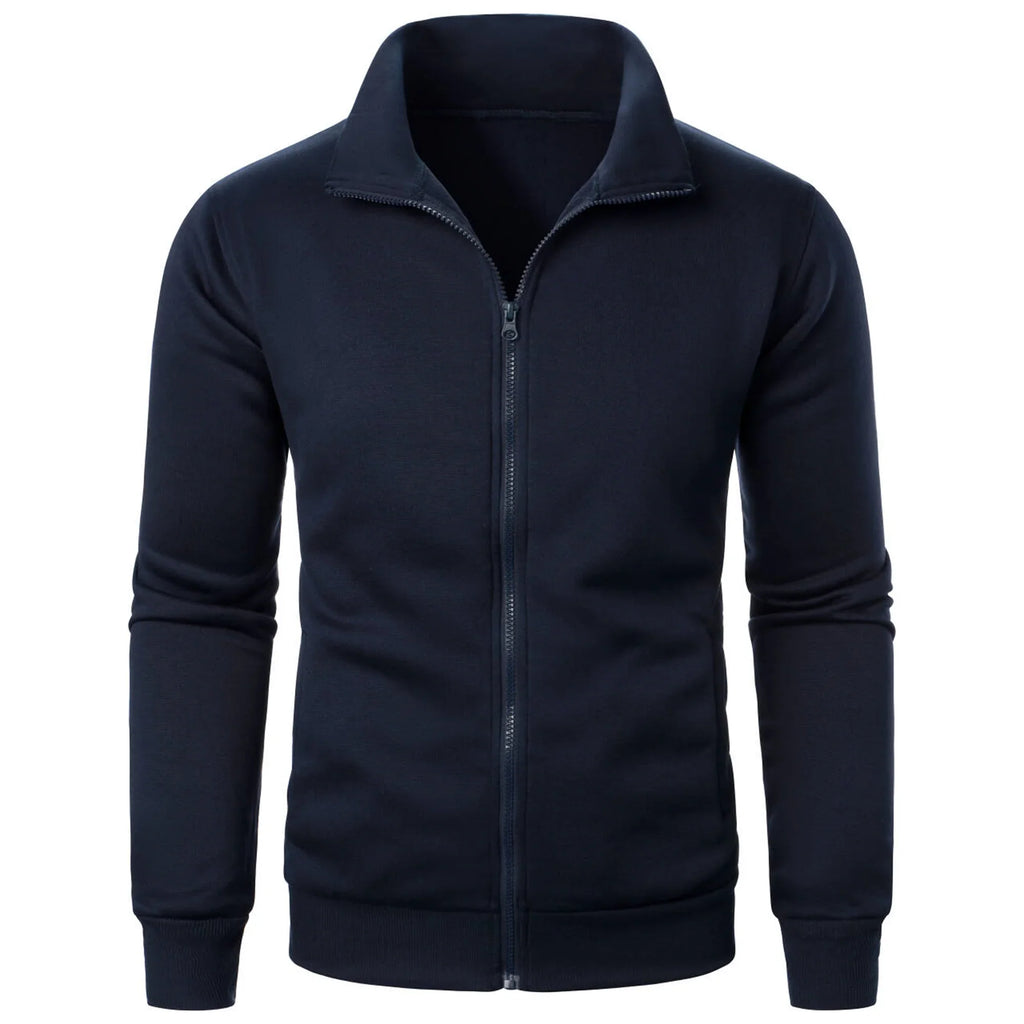 Men's casual sports zipper stand up collar jacket, men's solid color top