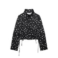 Women's Polka Dots Jacket with Tie New 2026 Spring Long Sleeve High Collar Loose Women Versatile Short Coats Chic Female Jackets