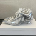 Silver Lace-up Sports Heels Women Fashions Pointed Toe Strange Style Mesh Sneakers Elegant Punk Shoes Female Luxury Brands Pumps