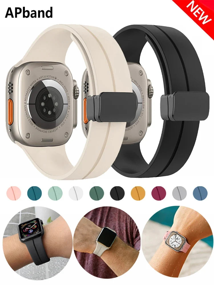 Magnetic Strap For Apple watch ultra 2 band 49mm Silicone Bracelet iWatch Series 9 7 8 6 5 4 3 se 44mm 45mm 40mm 41mm 42mm 38mm