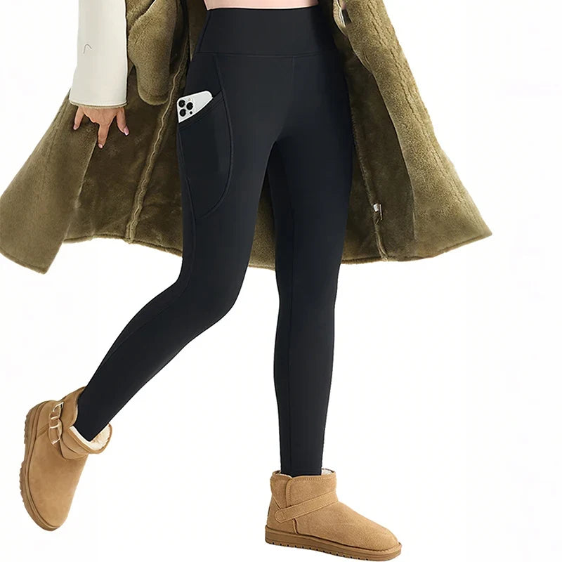 Plush soft Warm Cozy Leggings For Women Solid Color High Waist elastic Skinny Long Pants Perfect For Winter Sports Leisure Wear