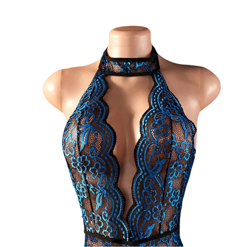 Adult Erotic Lingerie Women BodySuit Crotchless Sexy Temptation Lace Hollow Body Suit Pajamas Cosplay V-neck Hot UnderwearSet