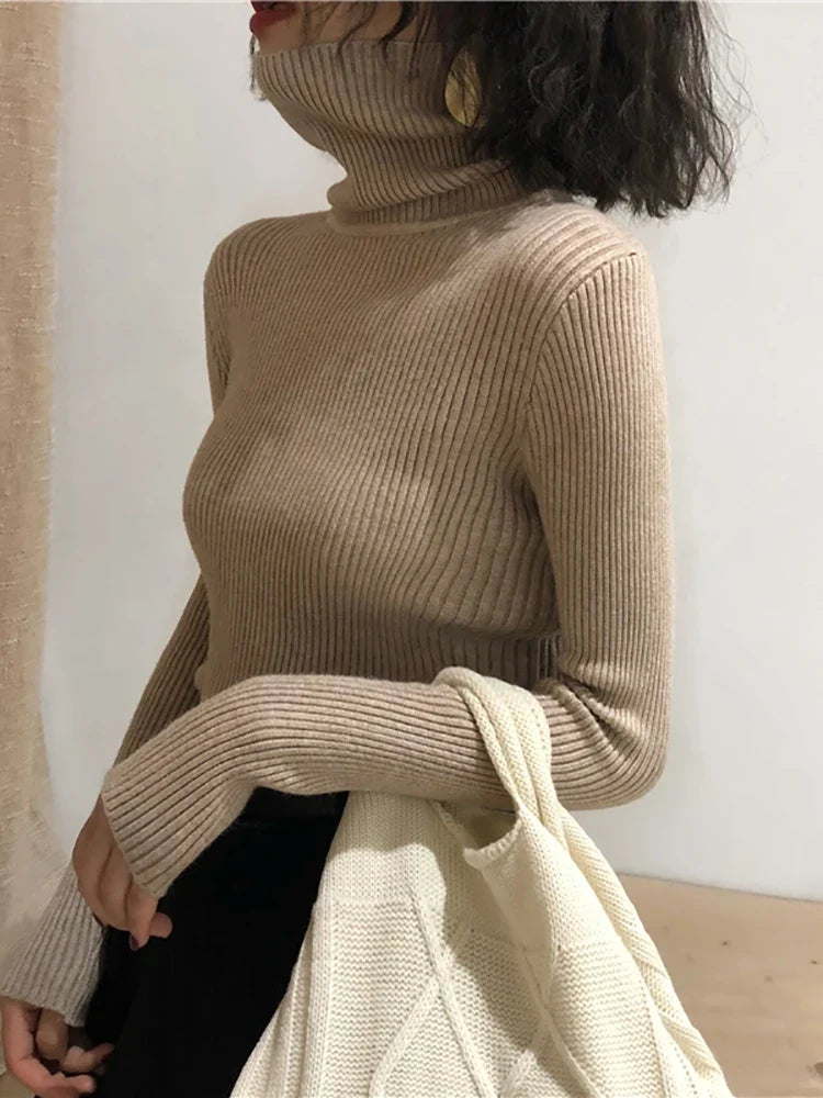 Turtleneck Sweater Womens 2026 Autumn Winter Tops Korean Slim Women Pullover Jumper Knitted Sweater Pull Femme Hiver Truien