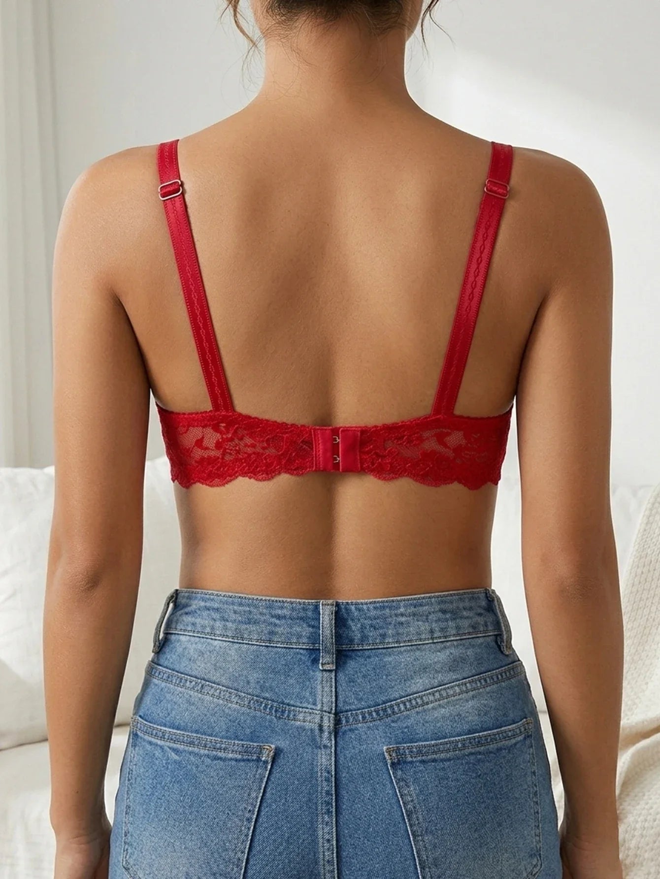 French Women's Lace Trim Push Up Bra Sexy Mesh Underwire Underwear Comfy Thin Padding Floral Lace Lingerie Bra