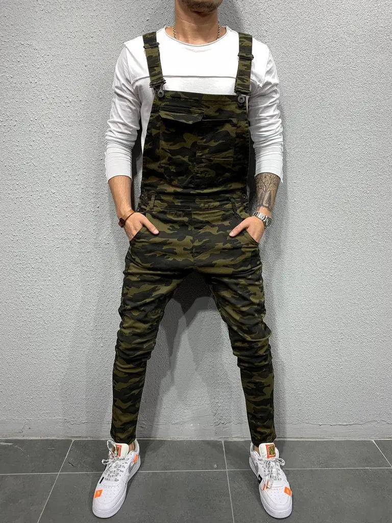 Women Jeans Rompers Washing Ankle Length Overalls Pencil Pants One Piece High Street Pockets Spliced Solid Slight Strech