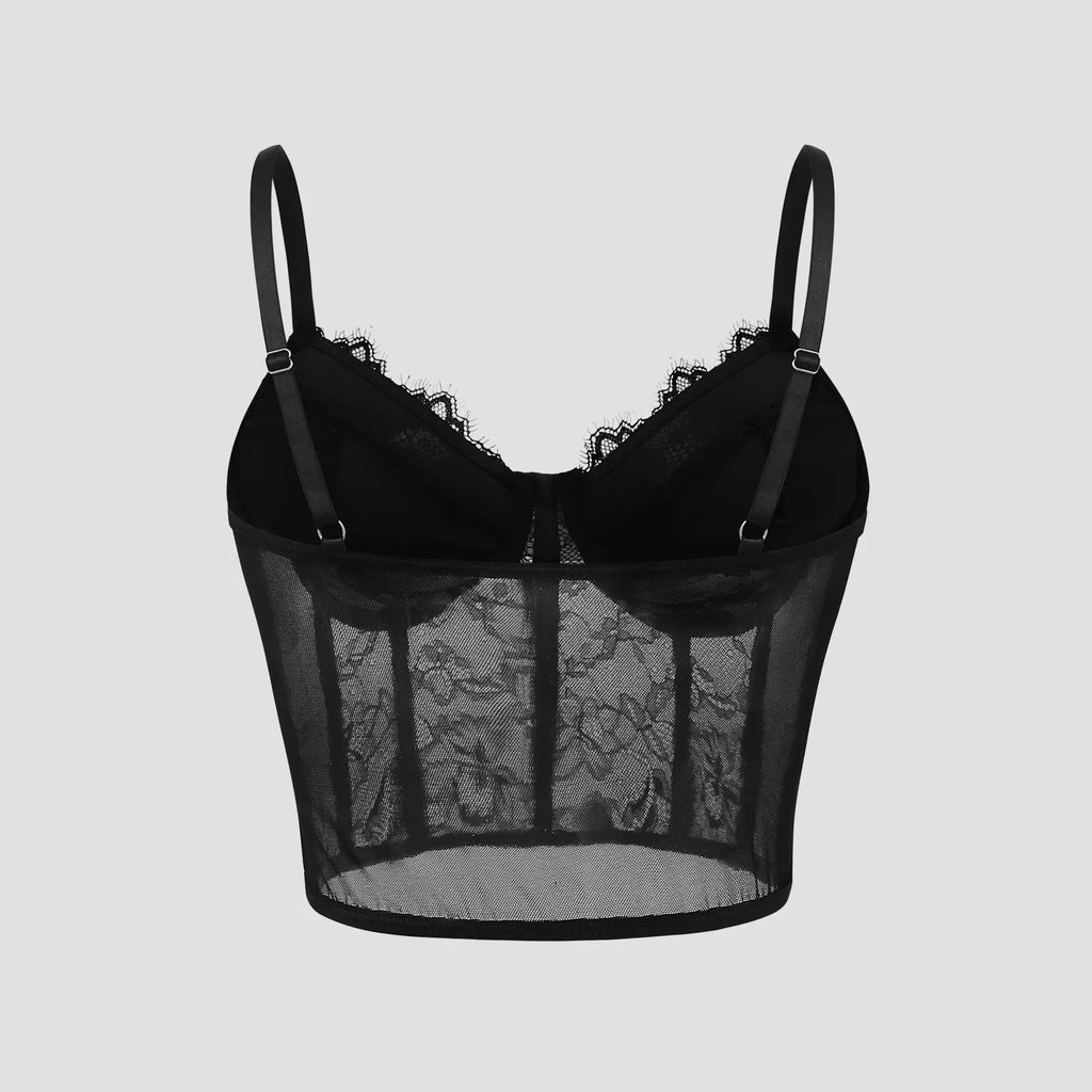 Women's Sexy Semi Transparent Bra Mesh Push Up Bralet Women's Tube Top Corset Bustier Vest Club Party Crop Top Elegant Lingerie