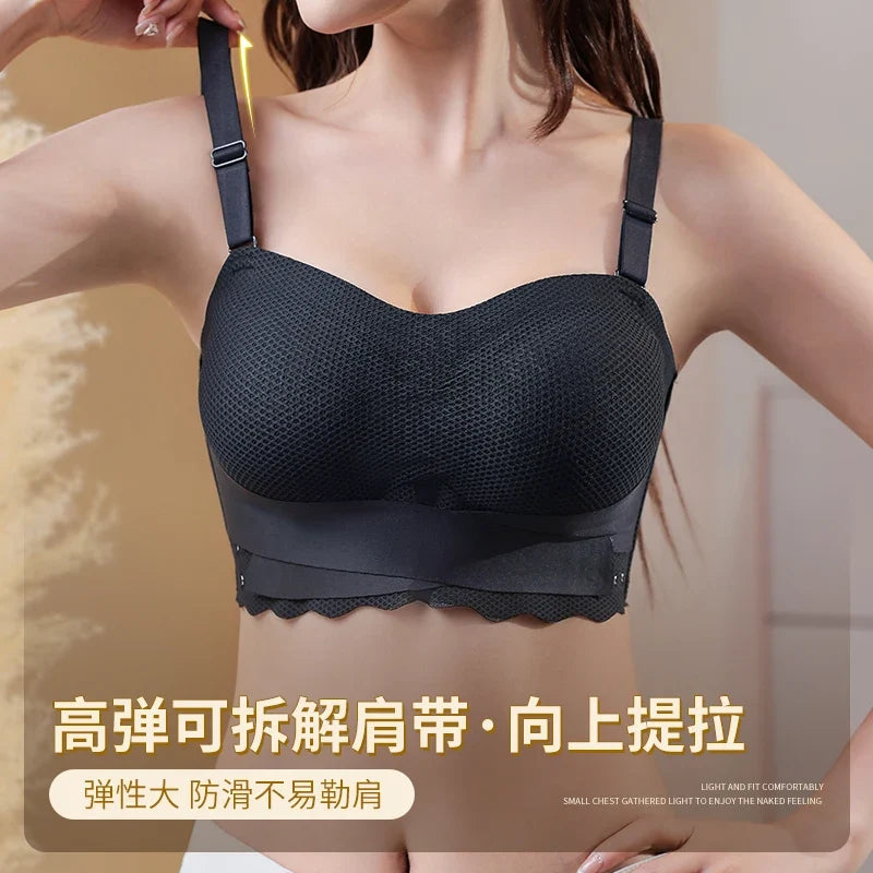Wireless Wedding Brassiere Push Up Bras Lingerie Sexy Bralette Strapless Bras Invisible Tube Tops Seamless Breathable Bras M-6XL