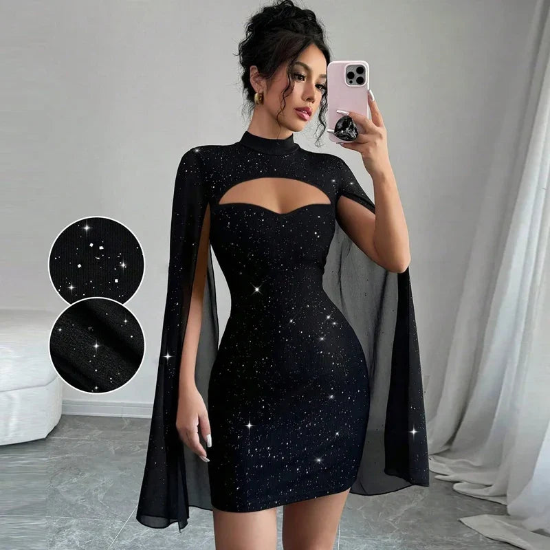 Dresses for Women New Long Sleeve Stand Collar Women Dress Slim Black Package Hip Dress Women Vestidos De Verano Mujer 2025 Q497
