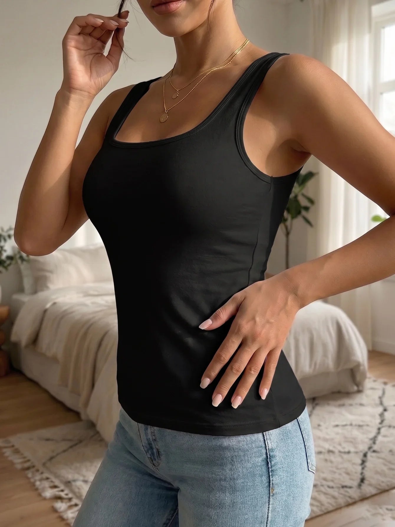 Daily Women Sleeveless Tank Top Solid Padded Bra Camisole Korean Basic Underwear Casual Sports Women's Top S-XL