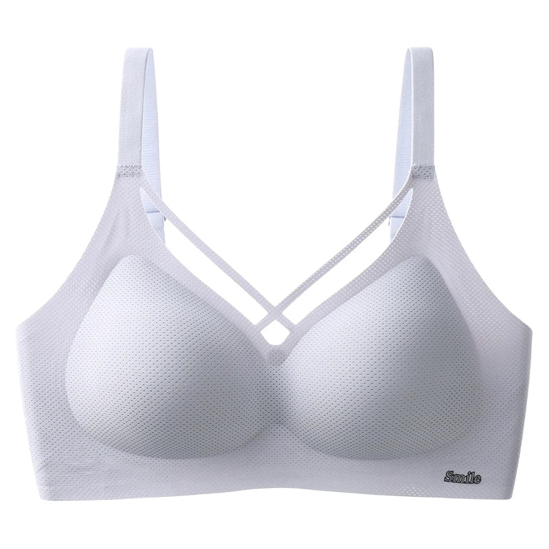 Traceless Half-Fixed Cup Women Underwear Thin Jelly Soft Support Anti Drop Adjustable No Steel Ring Super Soft Solid Color Bras
