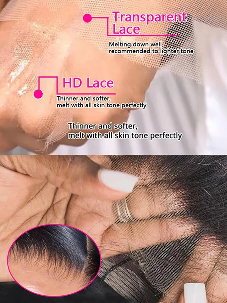 40 46 Inch 13x4 13x6 HD Transparent Bone Straight Lace Front Wigs 220 Density Brazilian Human Hair Wigs For Women