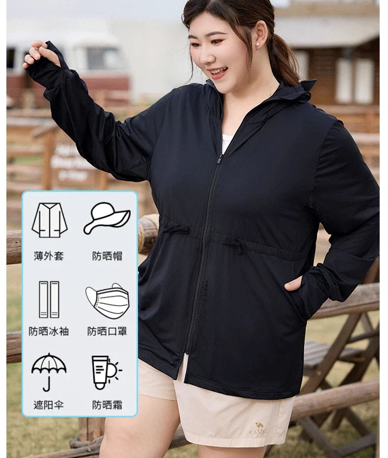 Ice Silk Long Sleeve Sunscreen Clothing 3XL 4XL UPF 50+ UV Protection Thin Breathable Sun-Proof Coat Ice Silk Sunscreen Jacket