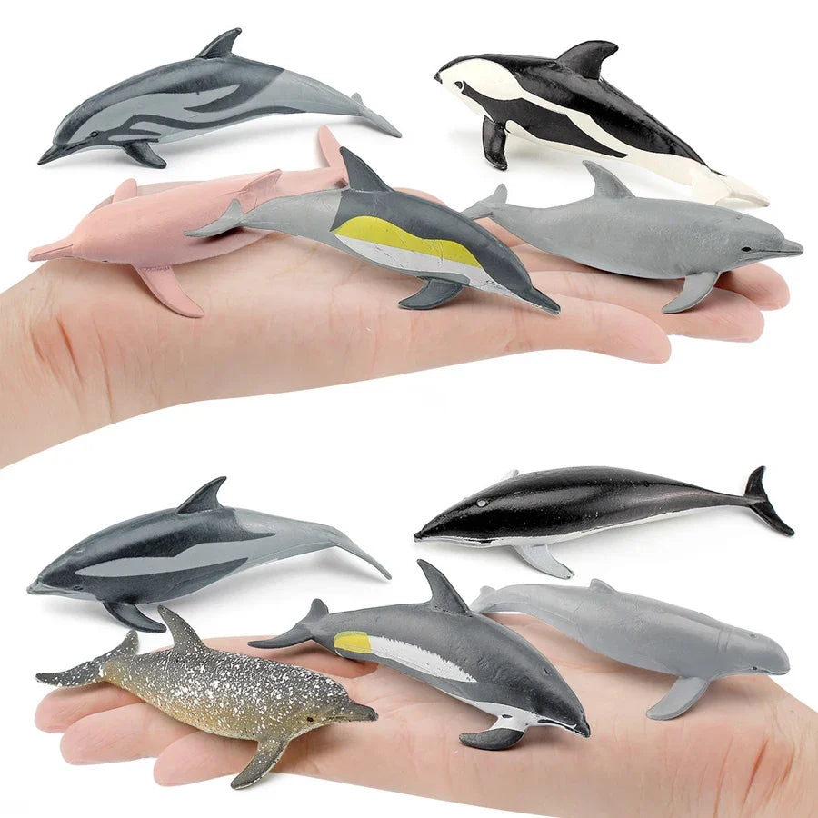 Realistic Mini Ocean Animal Figurines Plastic Marine Sea Creatures Whale Shark Dolphin Turtle Penguin Model Playset Gift for Kid