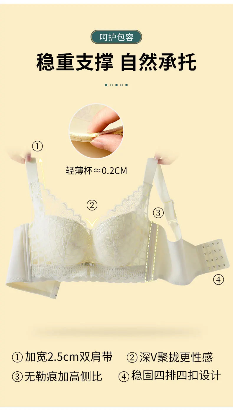 Women's Full Coverage Wire Free Bra Non-Foam Lace Bra Thin Sexy Lace Bra Plus Size 36-46CDE Push Up for Women Thin Latex Bra 46E