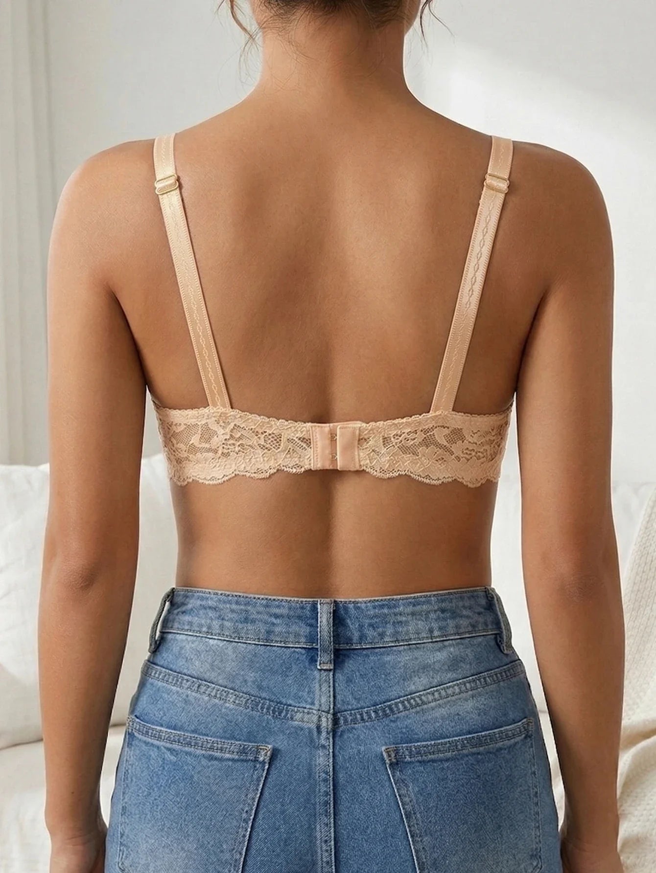 French Women's Lace Trim Push Up Bra Sexy Mesh Underwire Underwear Comfy Thin Padding Floral Lace Lingerie Bra