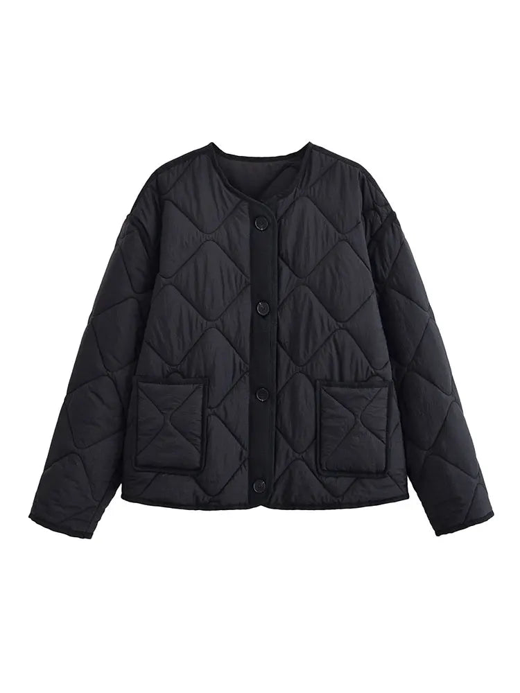 Nlzgmsj Autumn Winter Women's Solid Single-breasted O-Neck Jacket Fashion  Long Sleeve Coat  Street Casual  Short  Jacket