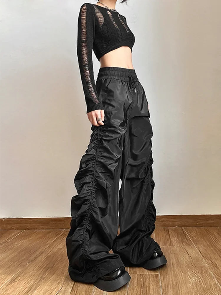 Fashion Trend Personalized Self-Confidence Avant-Garde Cool All-Match Casual Loose Girl High Waist Wide Leg Lantern Pants