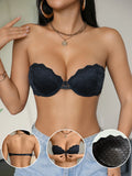 Women's Strapless Lace Bra Front Closure Push-Up Bra Non-Slip Underwire Underwear Fashion Sexy Lingerie