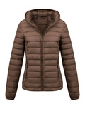 Women's Fashion Winter Padded Coat - Minimalist Hooded Puffer Jacket with Pockets for Fall/Winter