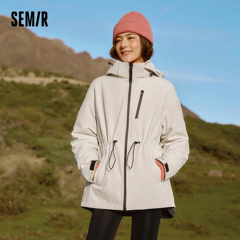 Semir Down Jacket Women 2025 New Two-Piece Three-in-One Outdoor Travel Daily Waterproof Oil-proof Stain-proof Woman winter coat
