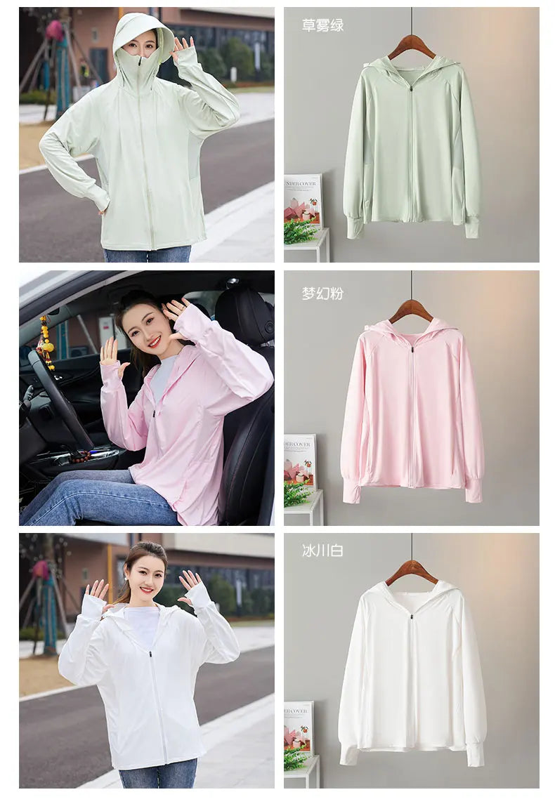 UV Protection Hooded Windbreaker Ice Silk Sun UPF 50+ UV Protection Jacket Big Brim Thin Ice Silk Sun Protection Jackets 4XL 5XL