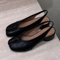 2025 Spring Summer Fashion Soft Leather Split Toe Women Pumps Casual Comfortable 3.5cm Low Heeled Slingbacks Tabi Ballet Shoes