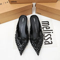 Women Sandals 2025 Spring Melissa Woman Slingback Shoes Fashion Ladies High Heels Elegant Med Heel Pointed Toe Slip on Sandal