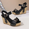Vintage Platform Wedge Heel Ankle Strap Sandals Women Summer 2026 Thick Bottom Super High Heel Sandals Woman's Designer Shoes