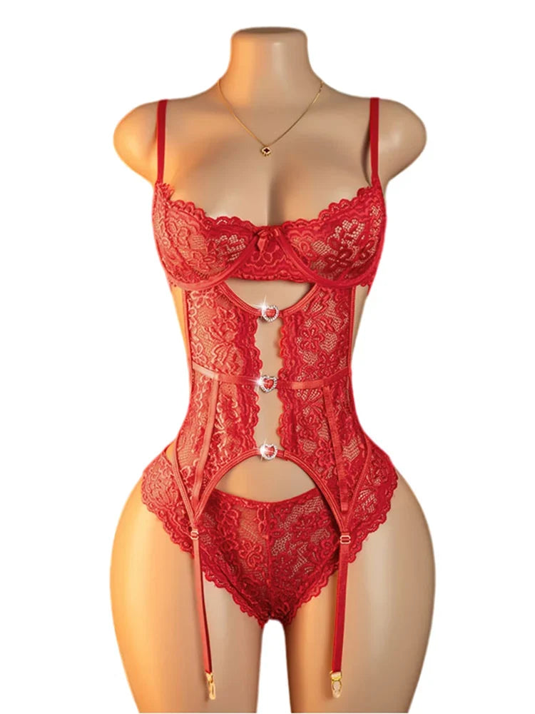 Sexy Lingerie Women Bra And BodyStockings Sets Cosplay Erotic Costumes Deep V Underwear Set Female Sexy  Bra And Panty Sets