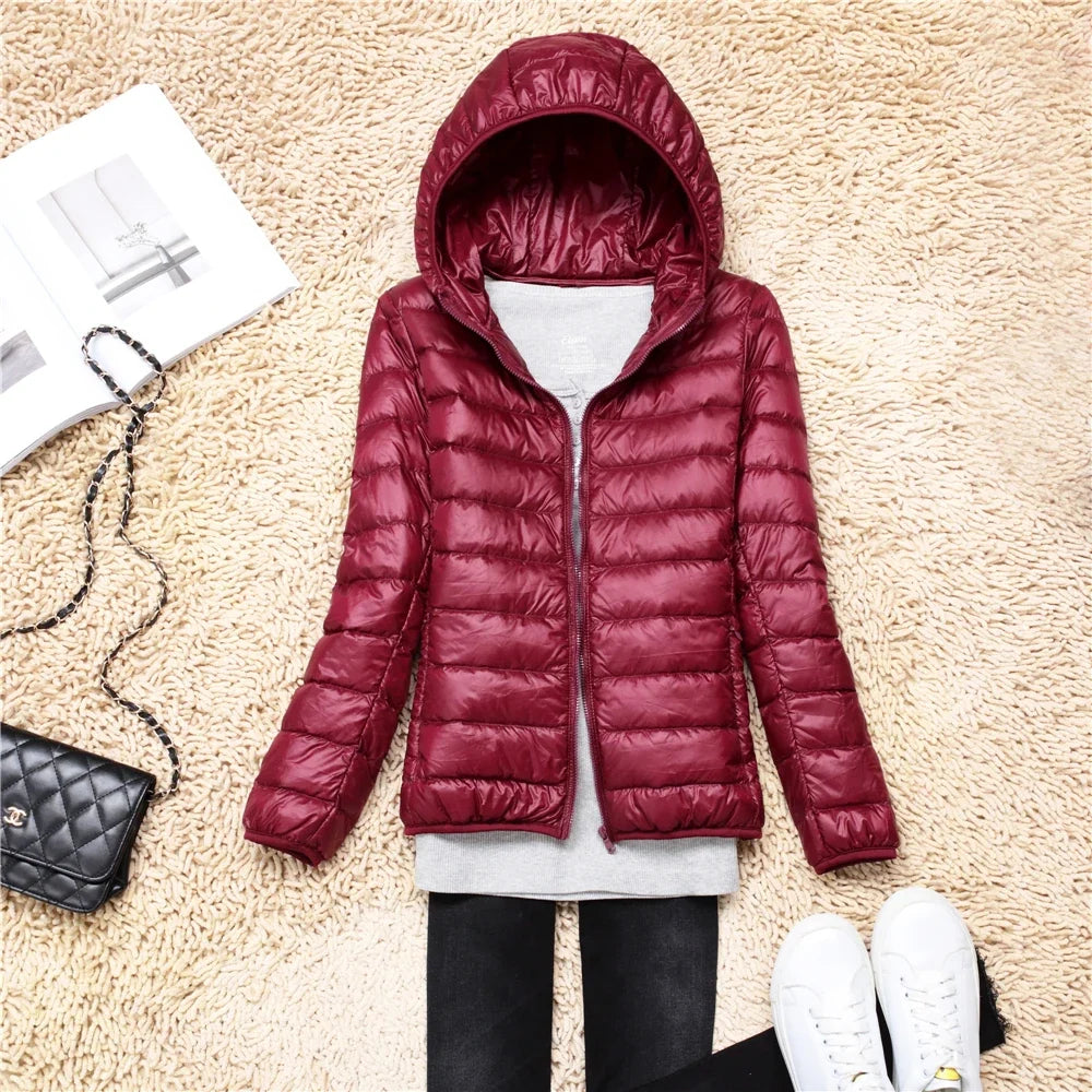 Women Puffer Jacket 15 Colors Plus Size 5XL 6XL 7XL 2025 New Spring Autumn Female Ultra Lightweight Packable Hooded Down Coats