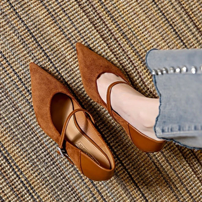 Pointed Toe Leopard Sexy Heels Women Elegant Thin High Heel Designer Pumps Dress Shoes Fashion Buckle Shallow Zapatos De Mujer
