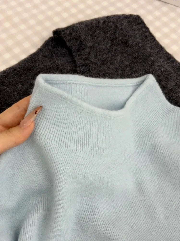 Women's Casual Vintage Knitted Long Sleeve Pullovers 2026 Autumn Winter Fashion Turtleneck Ladies Solid Sweater Woman clothing