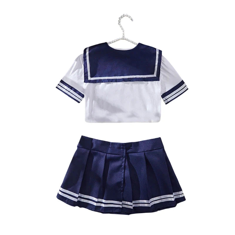 JK Girl Miniskirt Set Sexy Women Lingerie Cosplay Babydoll Plaid Skirt Lace Sleepwear Erotic Student Uniform Kit Sexy Nightdress
