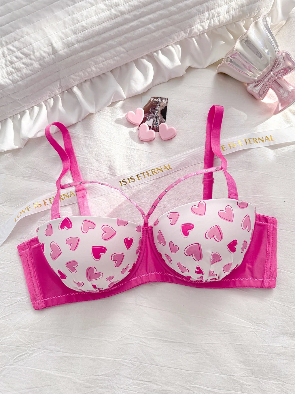 Plus Size Women's Bra Sweet Heart Push up Underwire Bra BCD Thin Cup Underwear Comfort and Support Lingerie Bra