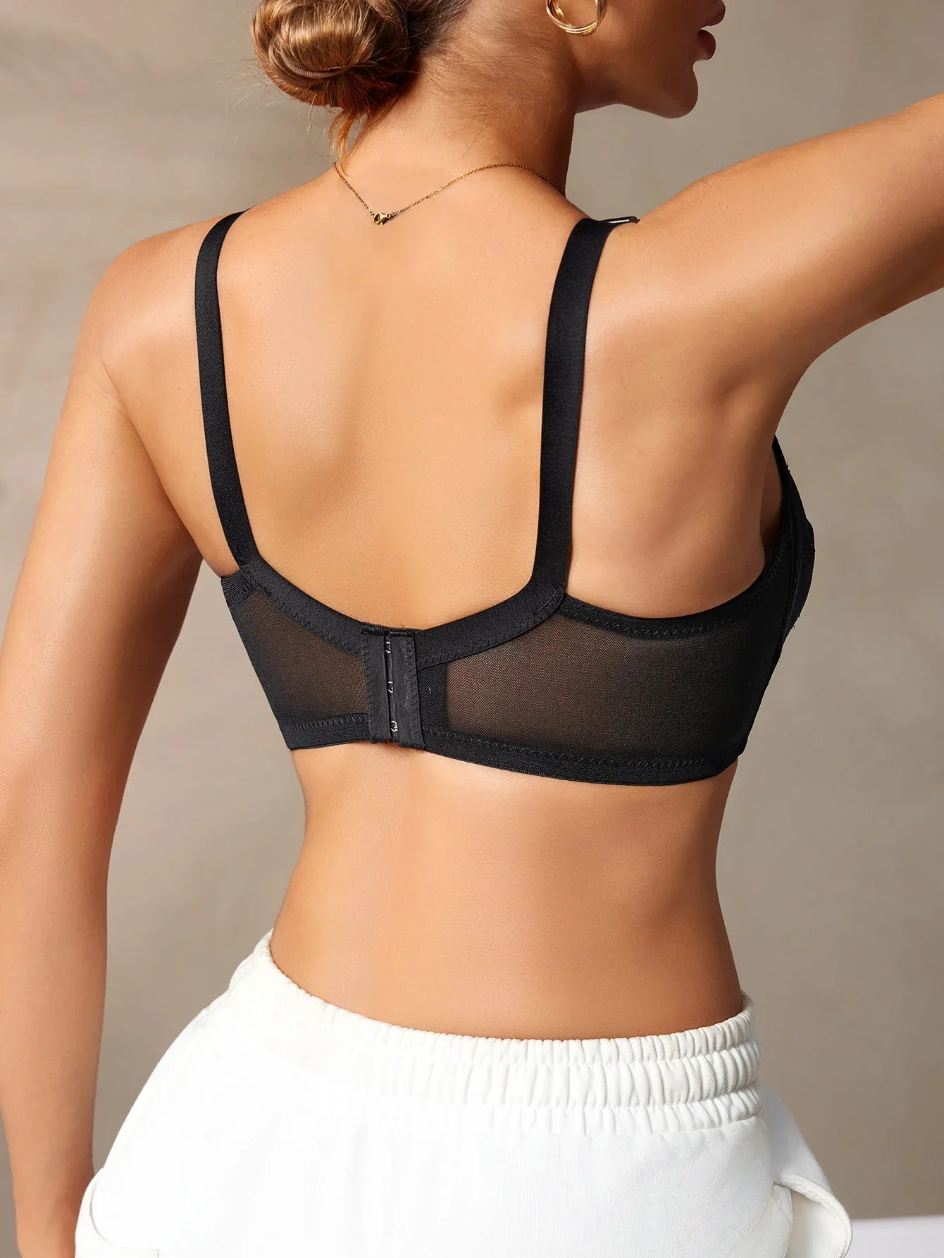 Full Coverage Lace Women's Bra Wide Strap Wireless Push up Bra Daily Breathable Mesh Unlined Lingerie Bow Bra Women
