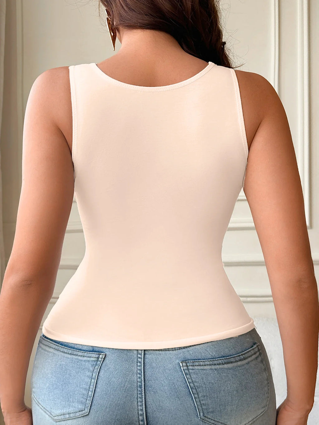 Women's Sleeveless Tank Top Underwear.Elegant Floral Lace Neckline Sexy Tops Women.Plain Layering piece