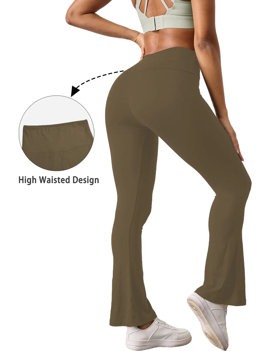 Women's Super Soft Flare Pants High Waisted Tummy Control Workout Yoga Push Up Gym Fitness Long Leggings Bell Bottoms