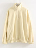Women Velvet Sweatshirts With Half Zipper Long Sleeve Pink Warm Pullover Female Loose Yellow Sweatshirts For Women Zip Blue Tops