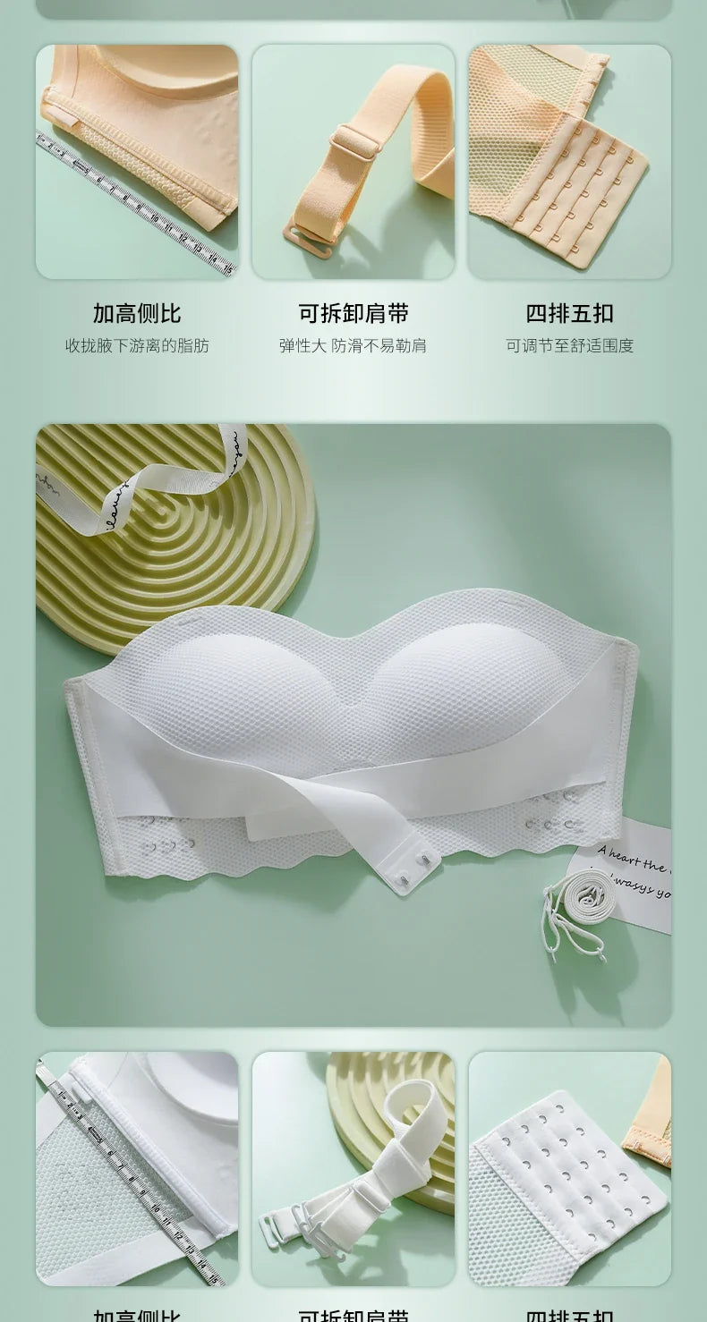 Wireless Wedding Brassiere Push Up Bras Lingerie Sexy Bralette Strapless Bras Invisible Tube Tops Seamless Breathable Bras M-6XL