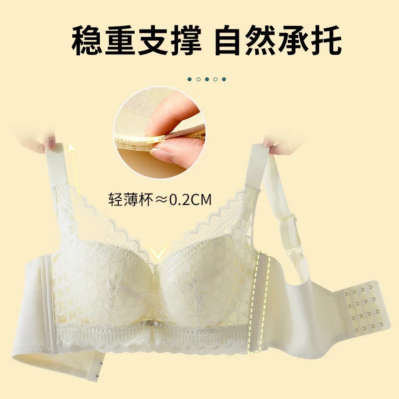 Women's Full Coverage Wire Free Bra Non-Foam Lace Bra Thin Sexy Lace Bra Plus Size 36-46CDE Push Up for Women Thin Latex Bra 46E