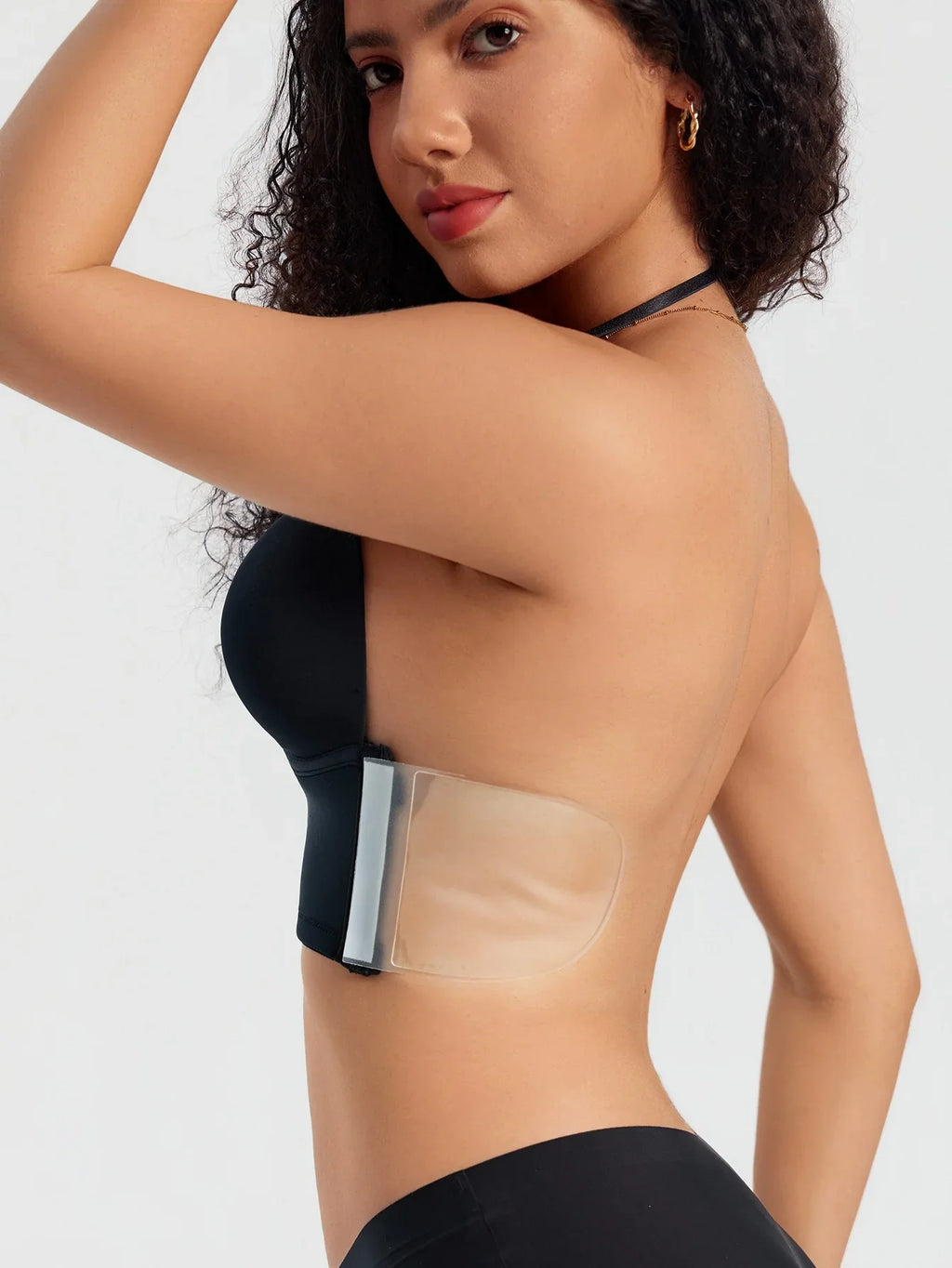 Invisible Women's Dress Bra Deep V Plunge Backless Adjustable Straps and Silicone Adhesive Patches Push-Up Strapless Bra Shapewear