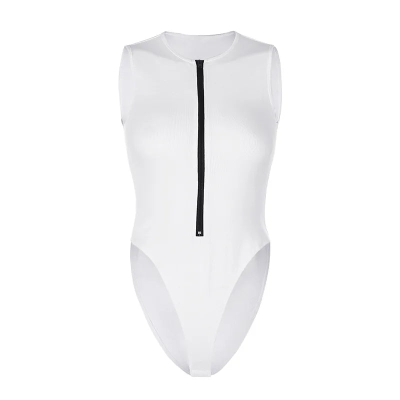 Zipper Bodysuit Sexy Bodysuit Women's Fashion Bodycon Body Basic Top Sleeveless Summer Bodysuit Jumpsuit One Piece
