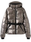 Women's Winter Hooded High Waist Padded Sport Parkas Coats with Belt Female Elegant Thick Warm Pockets Windproof Skiing Jackets
