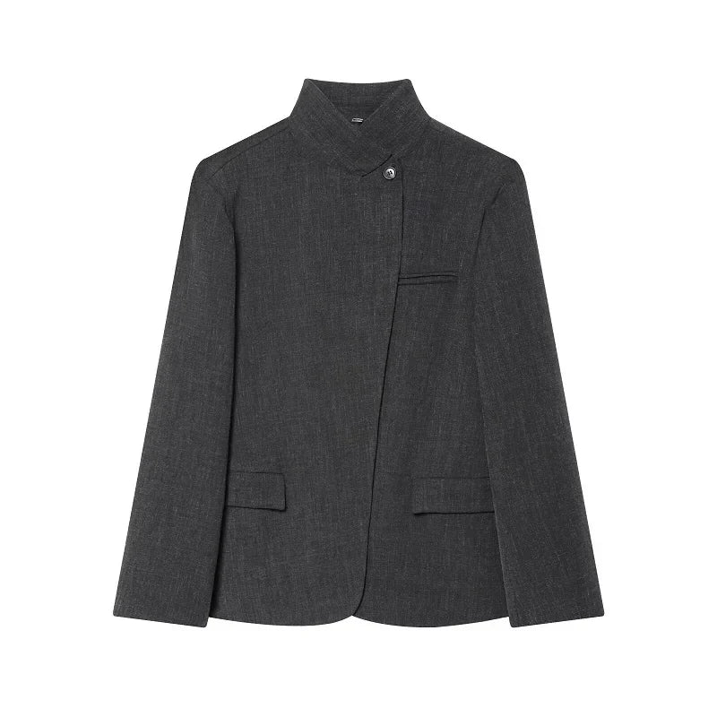 MUJER Women's Tailoring Blazers Vintage Office Blazer Woman Faux Wool Coats for Women Streetwear Outerwears Fitted Jacket Women