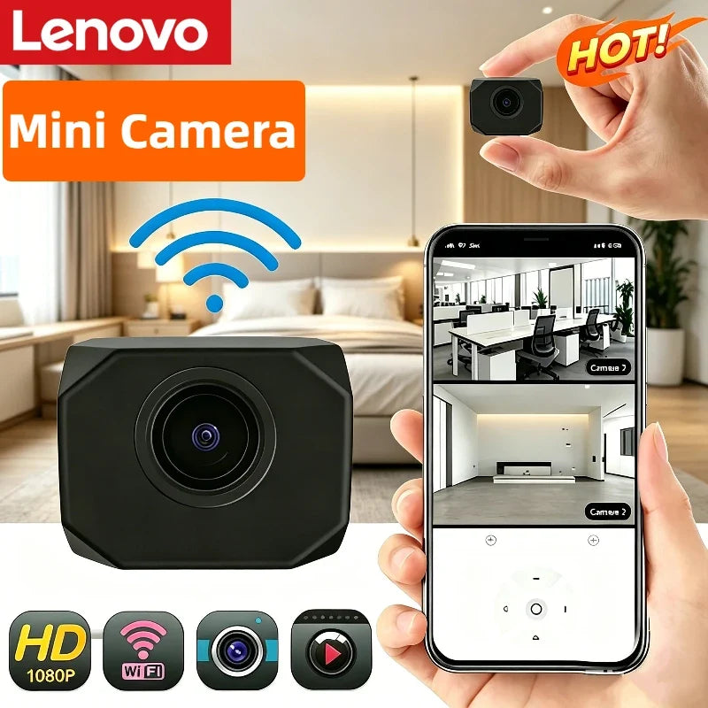 Lenovo New 4K HD WiFi Security Camera Night Vision Home Mini Smart Indoor IP Surveillance APP Remote Monitoring Portable Camera