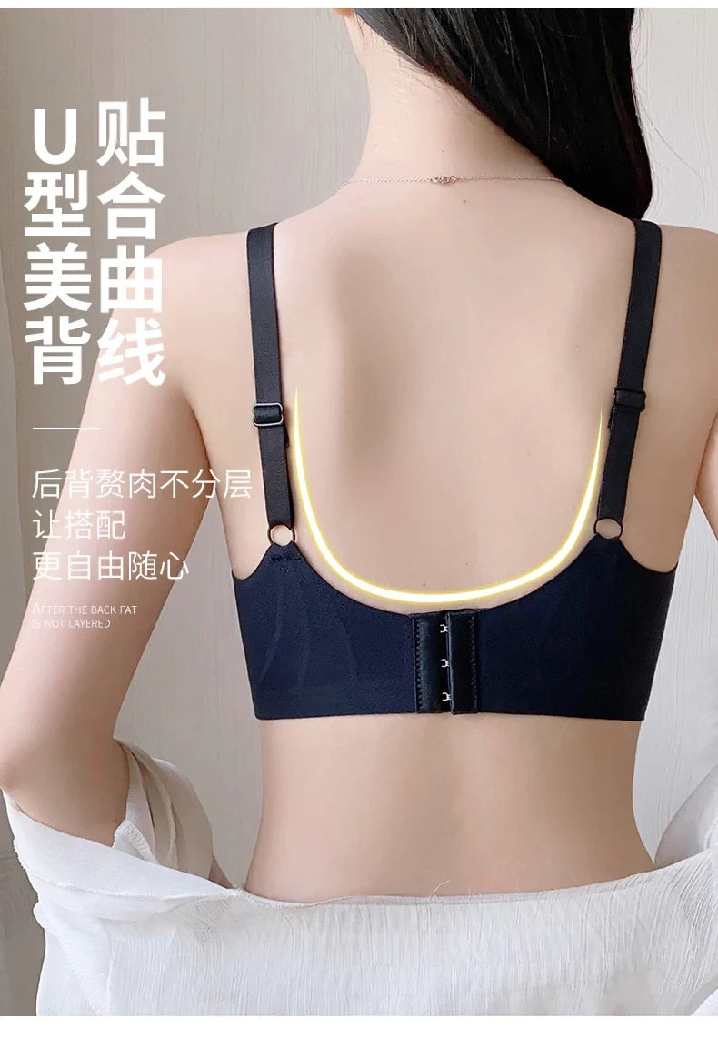 Traceless Half-Fixed Cup Women Underwear Thin Jelly Soft Support Anti Drop Adjustable No Steel Ring Super Soft Solid Color Bras
